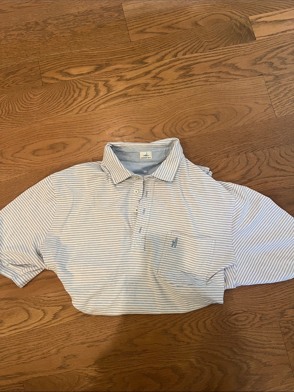 johnnie-O Light Blue and White Striped Polo